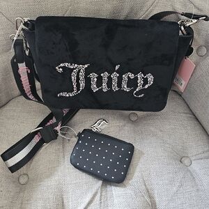 Juicy Couture Black Crossbody Bag with Rhinestone Detail